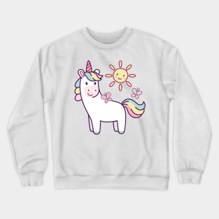 Cute Girl Unicorn With Sun Crewneck Sweatshirt